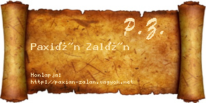 Paxián Zalán névjegykártya